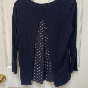 Loft Navy Mixed Media Sweater Size Small